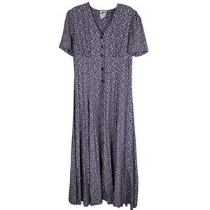 90s button down dress 90s Black Denim Button Down Long Sleeve Dress (S) Shops Silver Plein Sud 90s Maxi Button